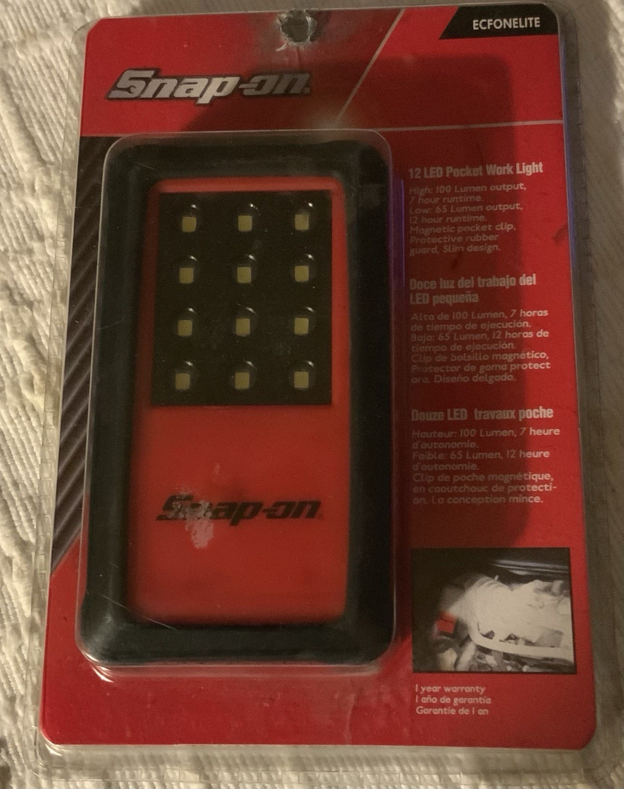 Snap On Tools ECFONELITE 12 LED Compact Light 100 Lumens High 65 Lumens Medium