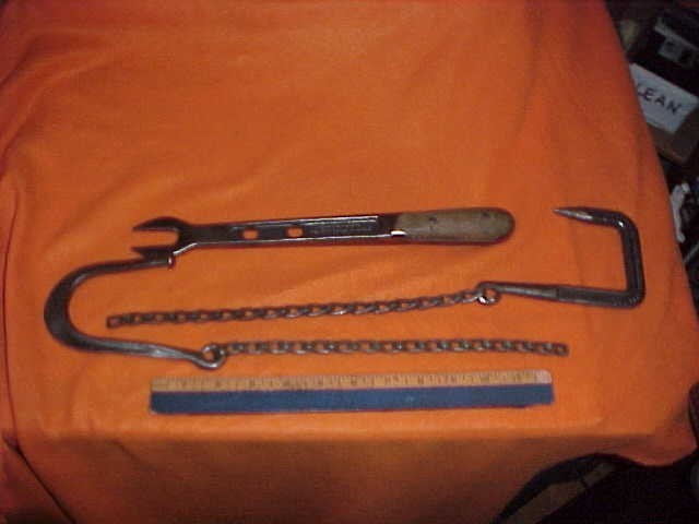 H.D. Smith Perfect Handle Valve Spring Lifter w/Two Chain Hooks Old Engine Tool