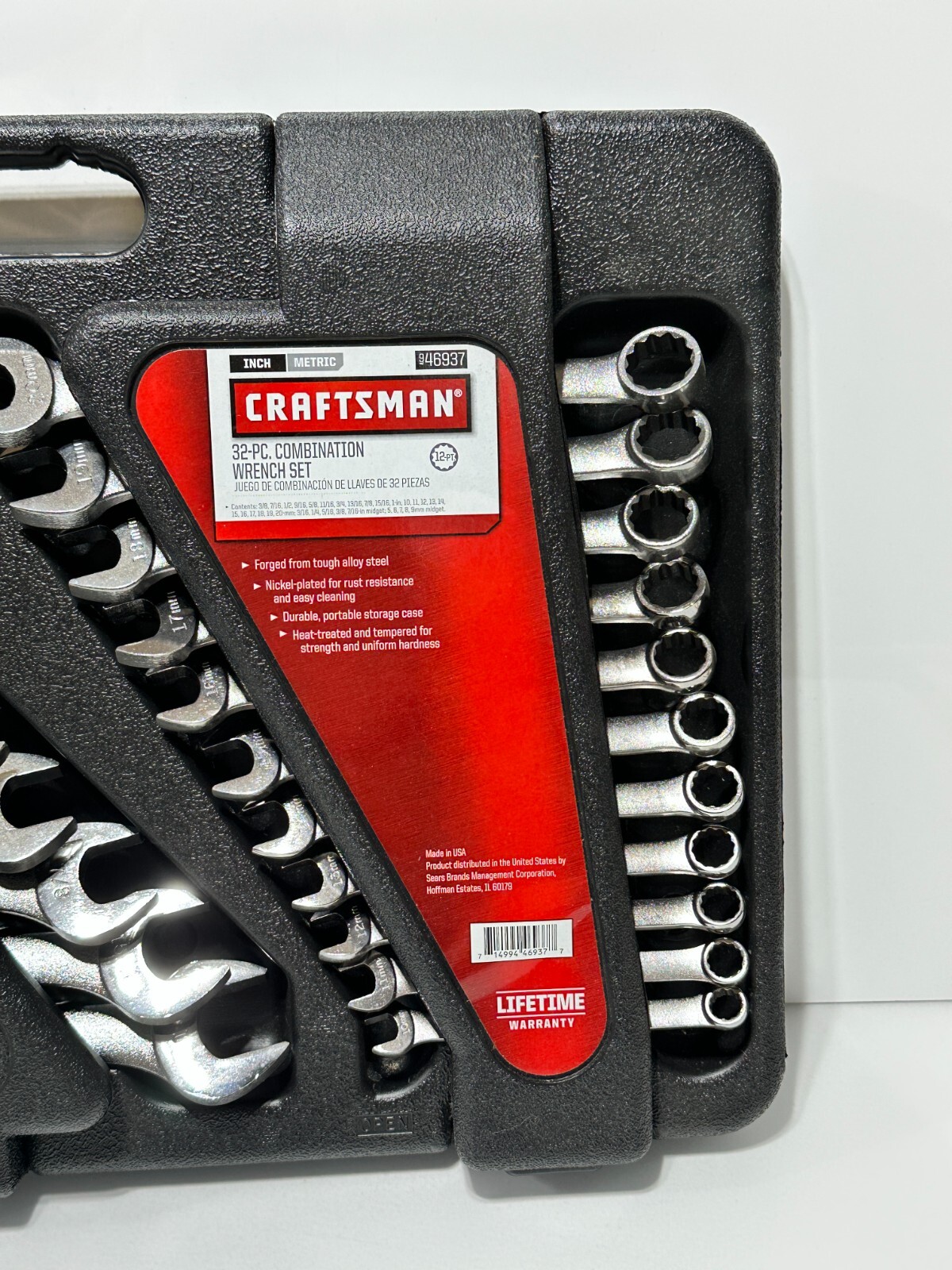 NOS Craftsman USA 46937 32pc Metric SAE Combination Wrench Set in Hard Case
