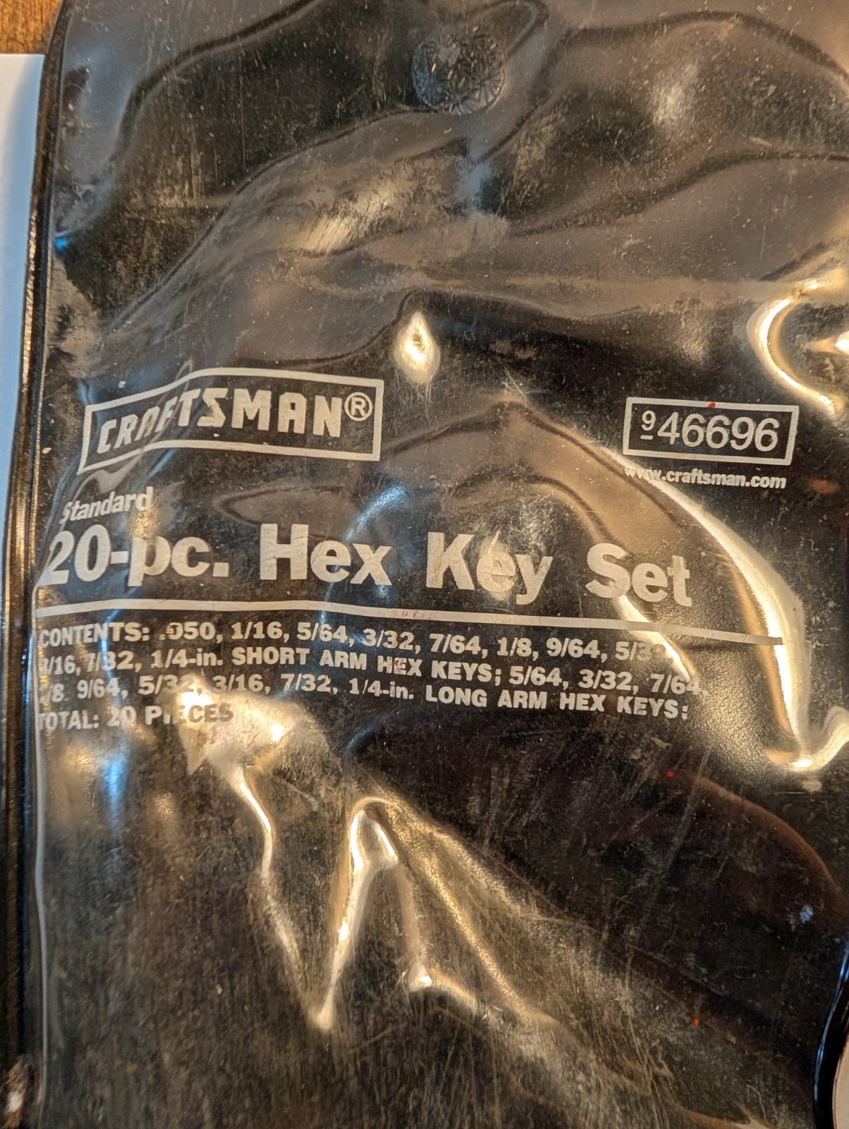 Craftsman 20 Pc. Inch Hex (Allen) Key Wrench Set Made in USA, Part #46696