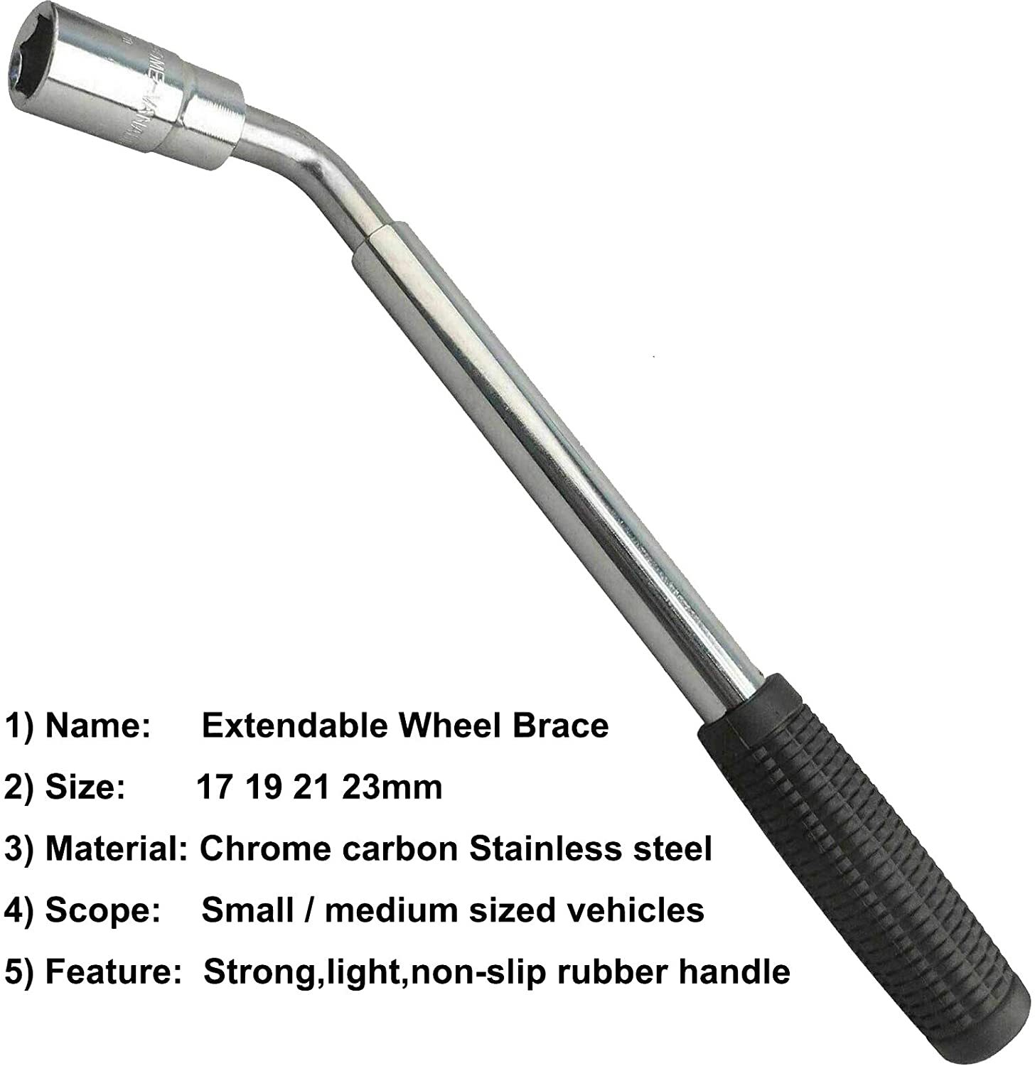 Wheel Lug Wrench Standard Sockets Telescoping Extendable Car Tire Nut Tool 4size