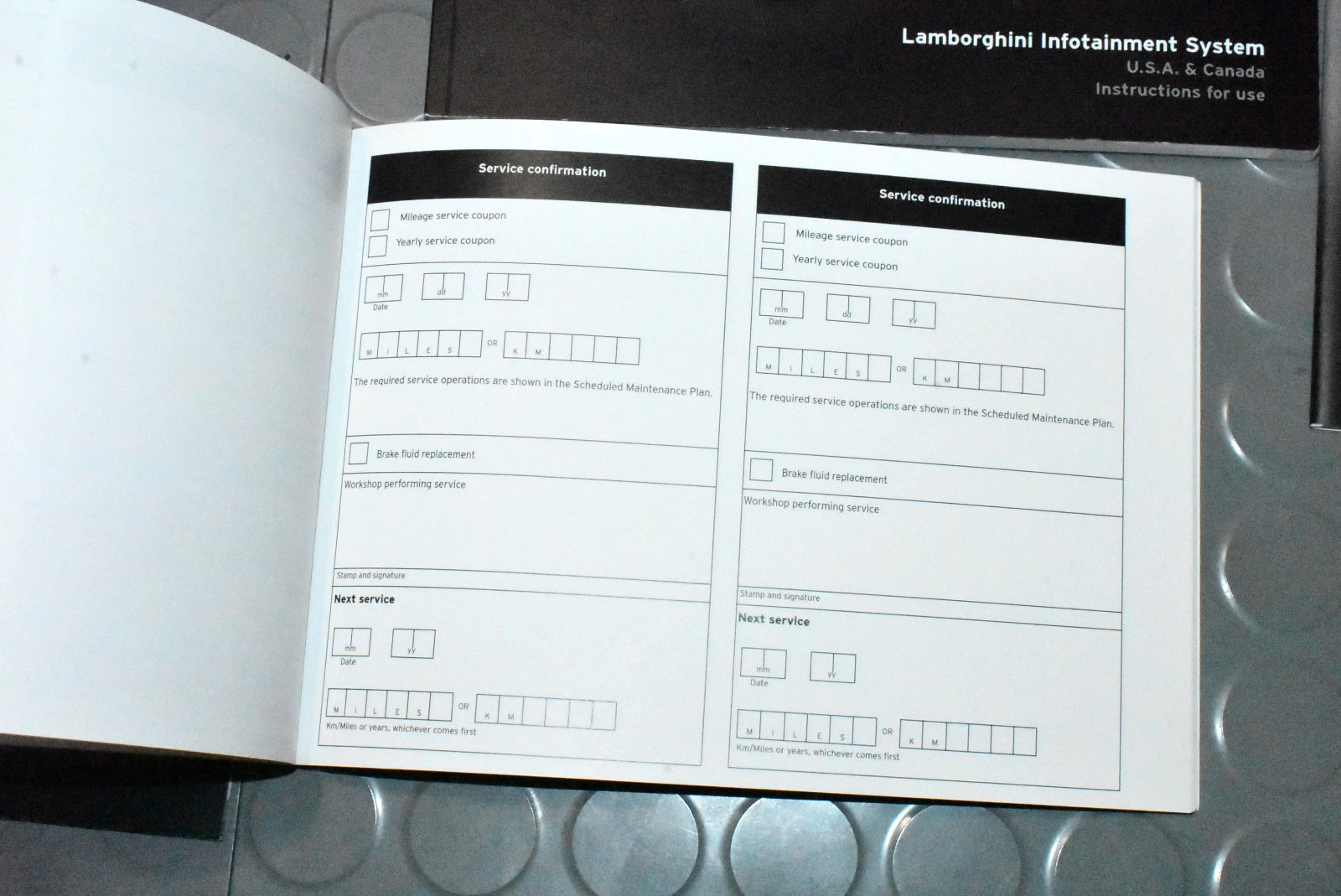 2015 Lamborghini AVENTADOR Owners Manual KIT TIRE TOOL AIR COMPRESSOR PUMP – SET