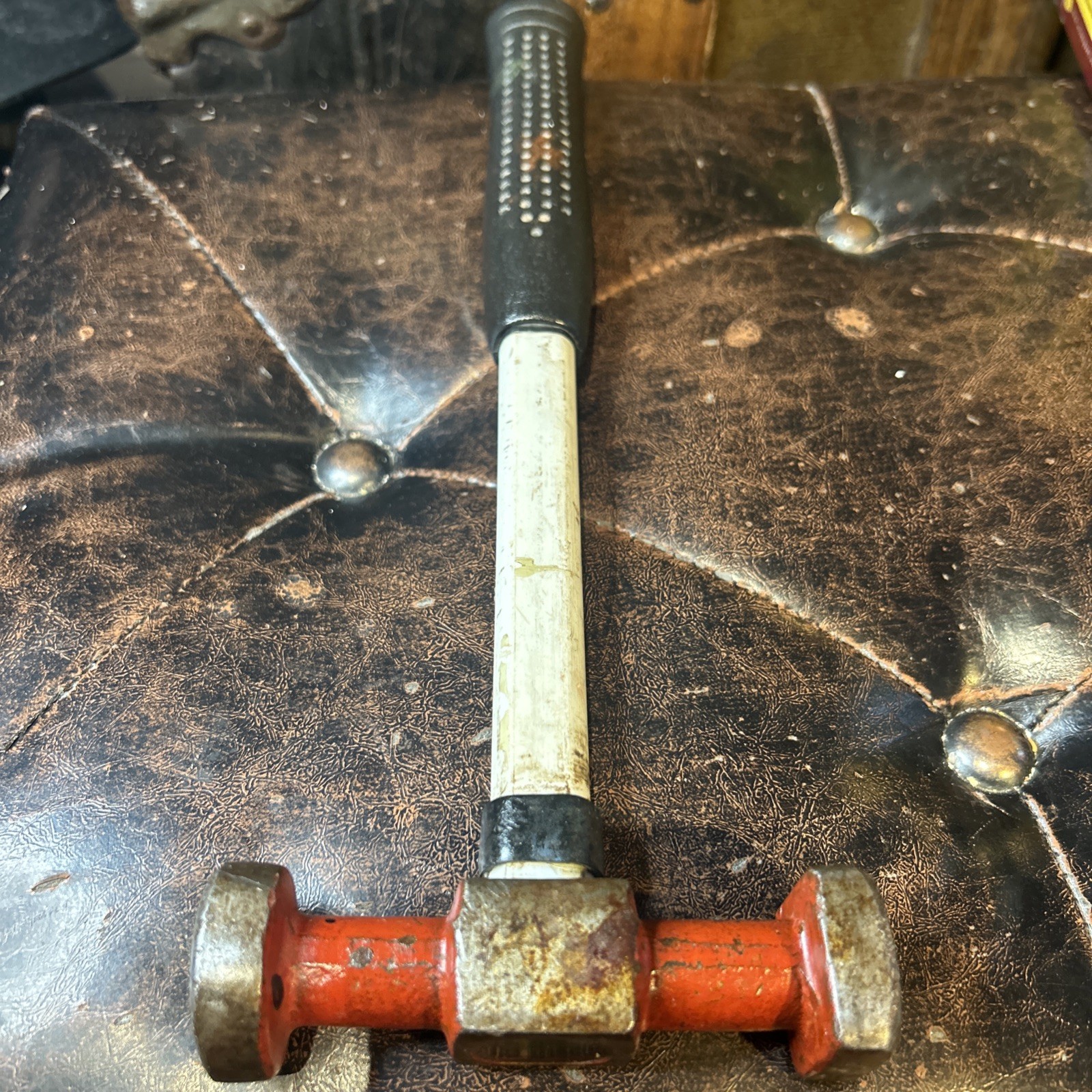 Vintage Unbranded Auto Body Hammer 4” Red White Black Rubber Handle