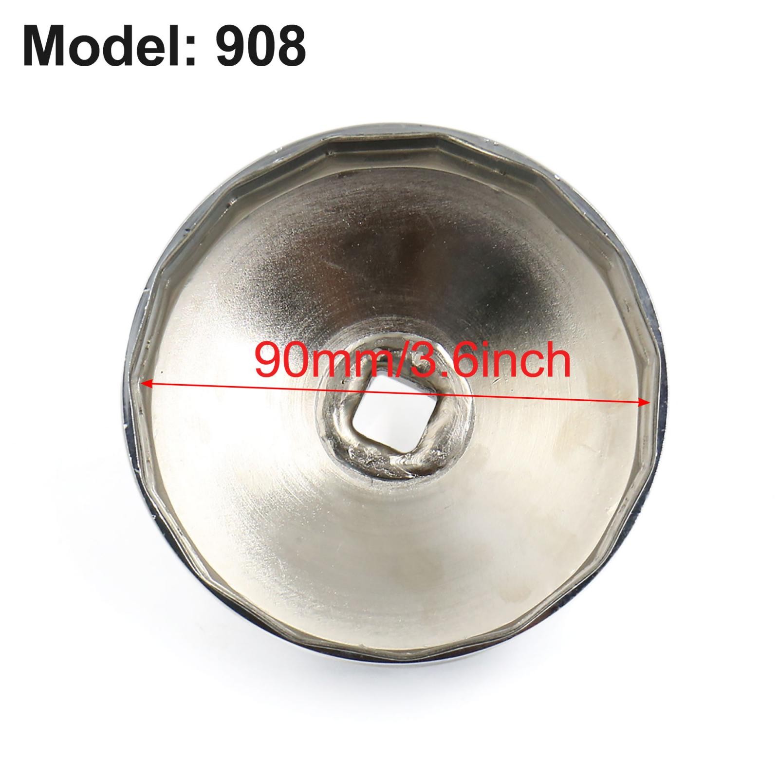 90-91mm Inner Diameter Alloy Oil Filter Wrench Cap Stycle 15 Flutes Silver Tone
