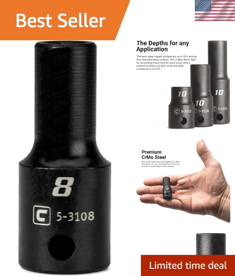 High-Performance 8 mm Semi-Deep Impact Socket – Durable Chrome Molybdenum Steel