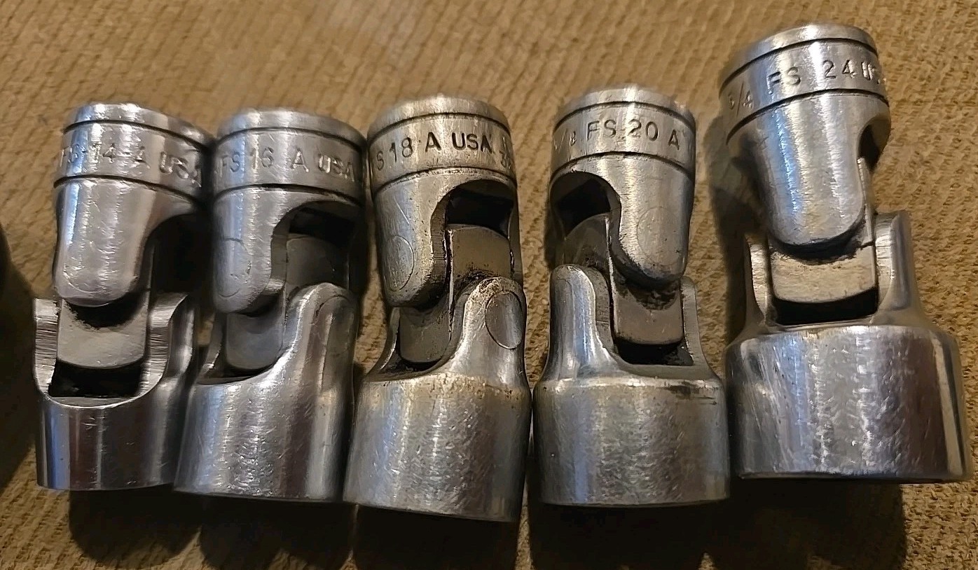 5 Snap-On Swivel Sockets FS-14 FS-16 FS-18 FS-20 FS-24