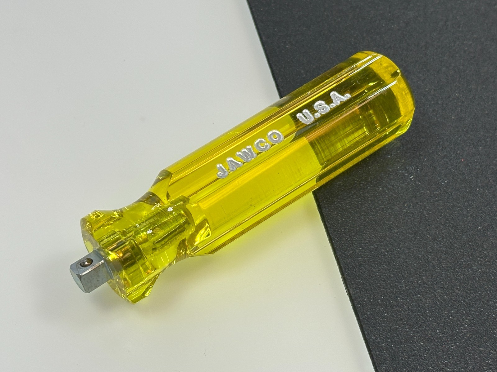 NOS Jawco Tools USA Made 1/4″ Drive Socket Spinner Handle, Amber Yellow Handle
