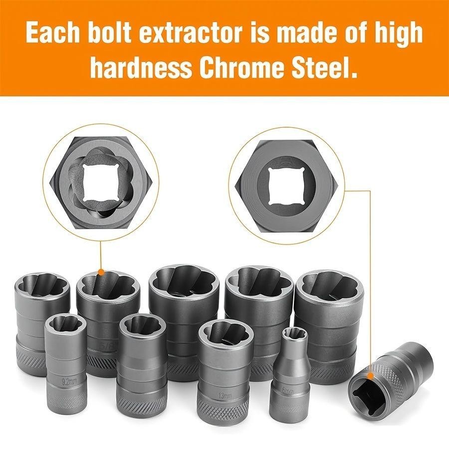 31+1pcs Stripped Bolt Extractor Socket Set, Designed for Removing Damaged, Ruste