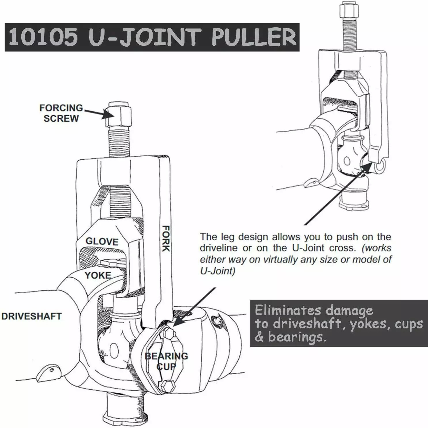 Universal Heavy Duty Joint Puller Press Removal U-Joint Tool for Car Truck 10105
