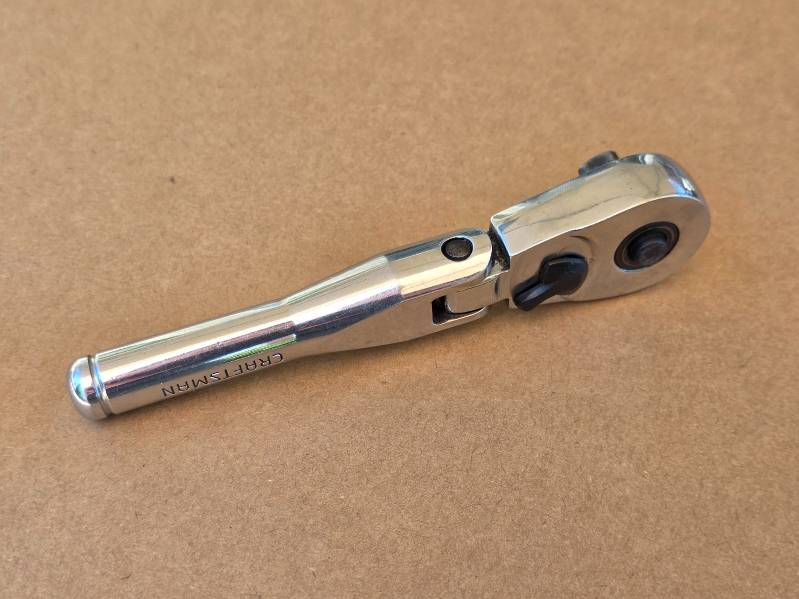 Sears Craftsman USA Nos 3/8” Drive Stubby Flex Head Ratchet 44834 Full Polish