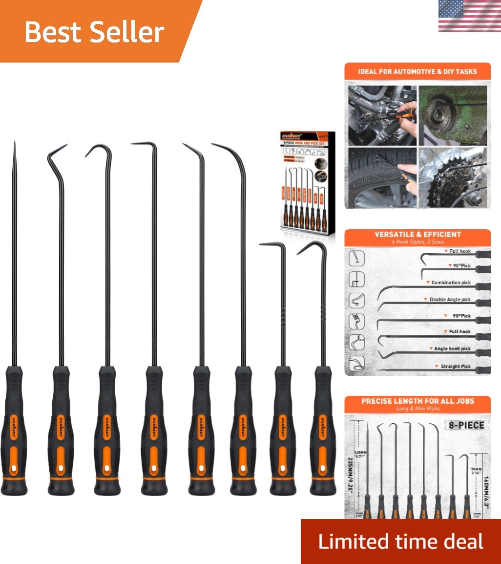 Professional 8-Piece Hook and Pick Set – Rust-Resistant Solutions for Car Repair