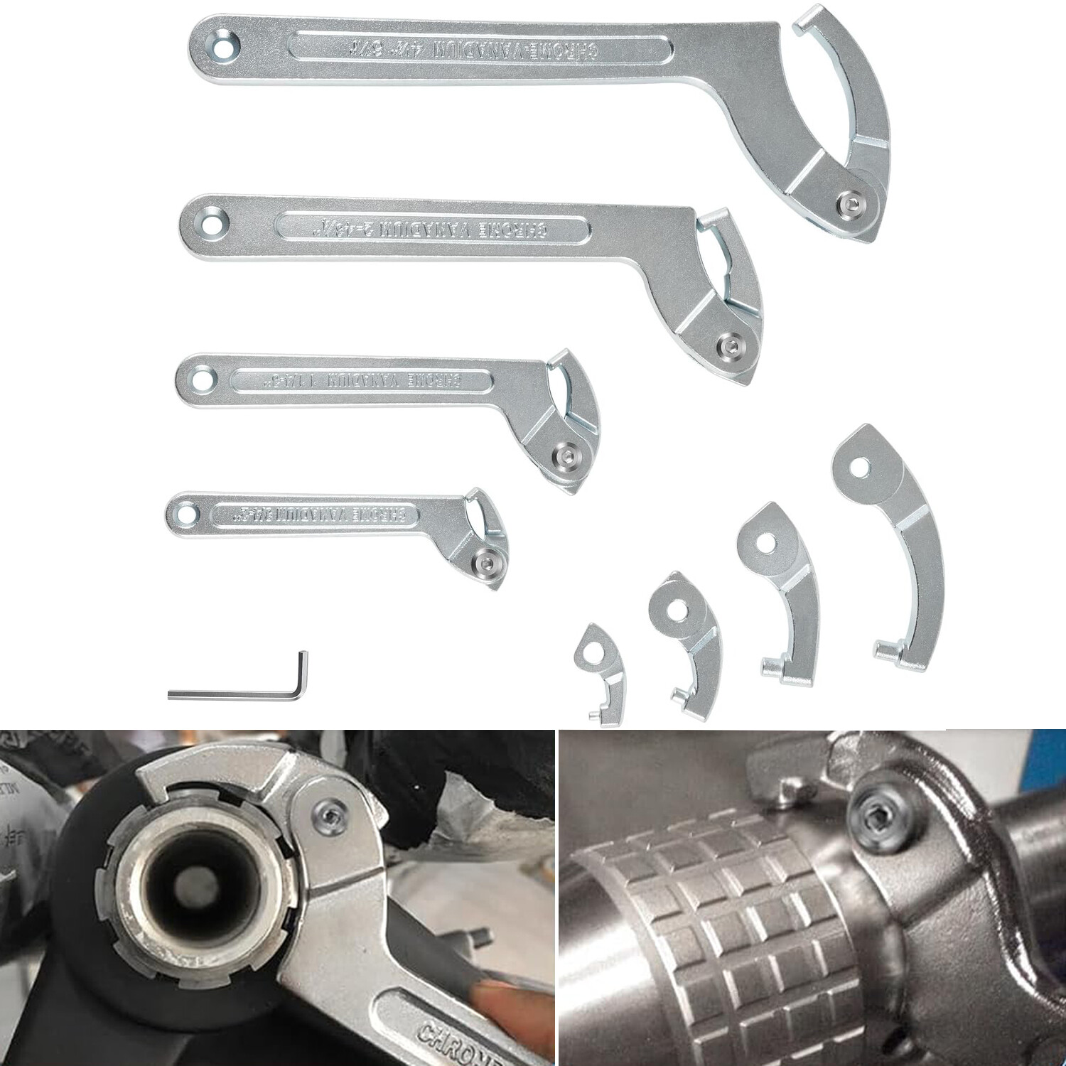 Adjustable Hook C Pin Spanner Wrench Tool Set Nut Wrench Tool 3/4″ to 6-1/10″