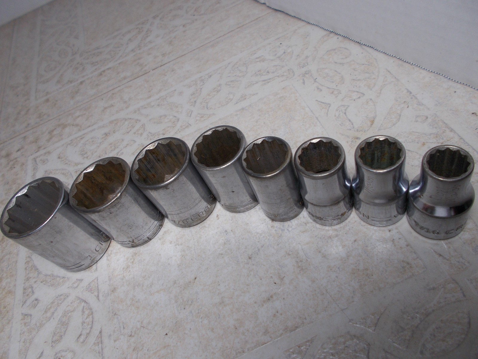 VTG. Craftsman USA 1/2″ Drive 12 Point Socket Set 8pc SAE 1″ to 7/16″ USA (J-1)