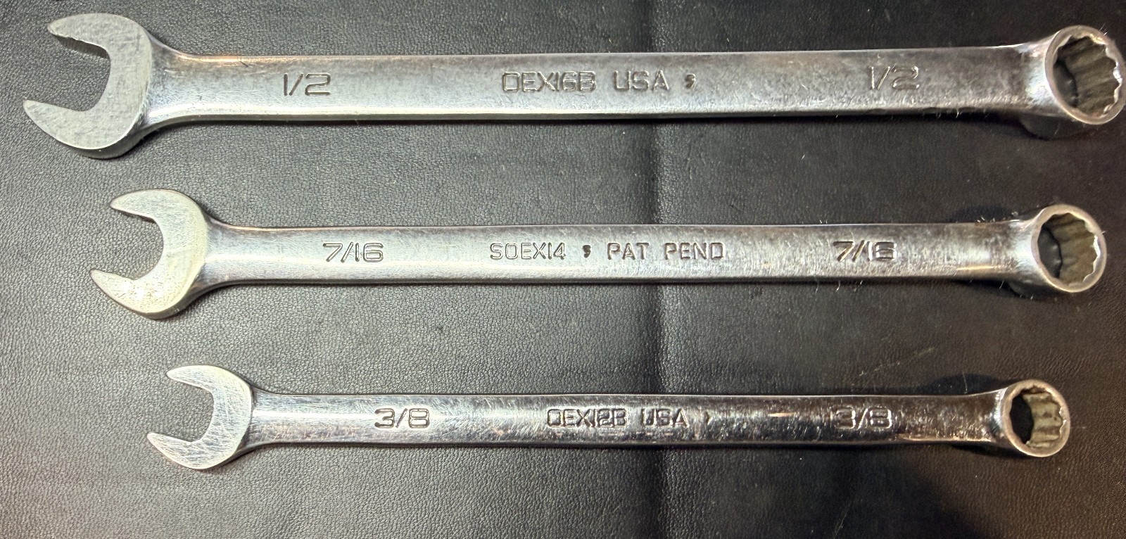 SNAP ON OEX707B 7-Pc 12-Point Flank Drive® Combination Wrench Set 3/8–3/4″ USA
