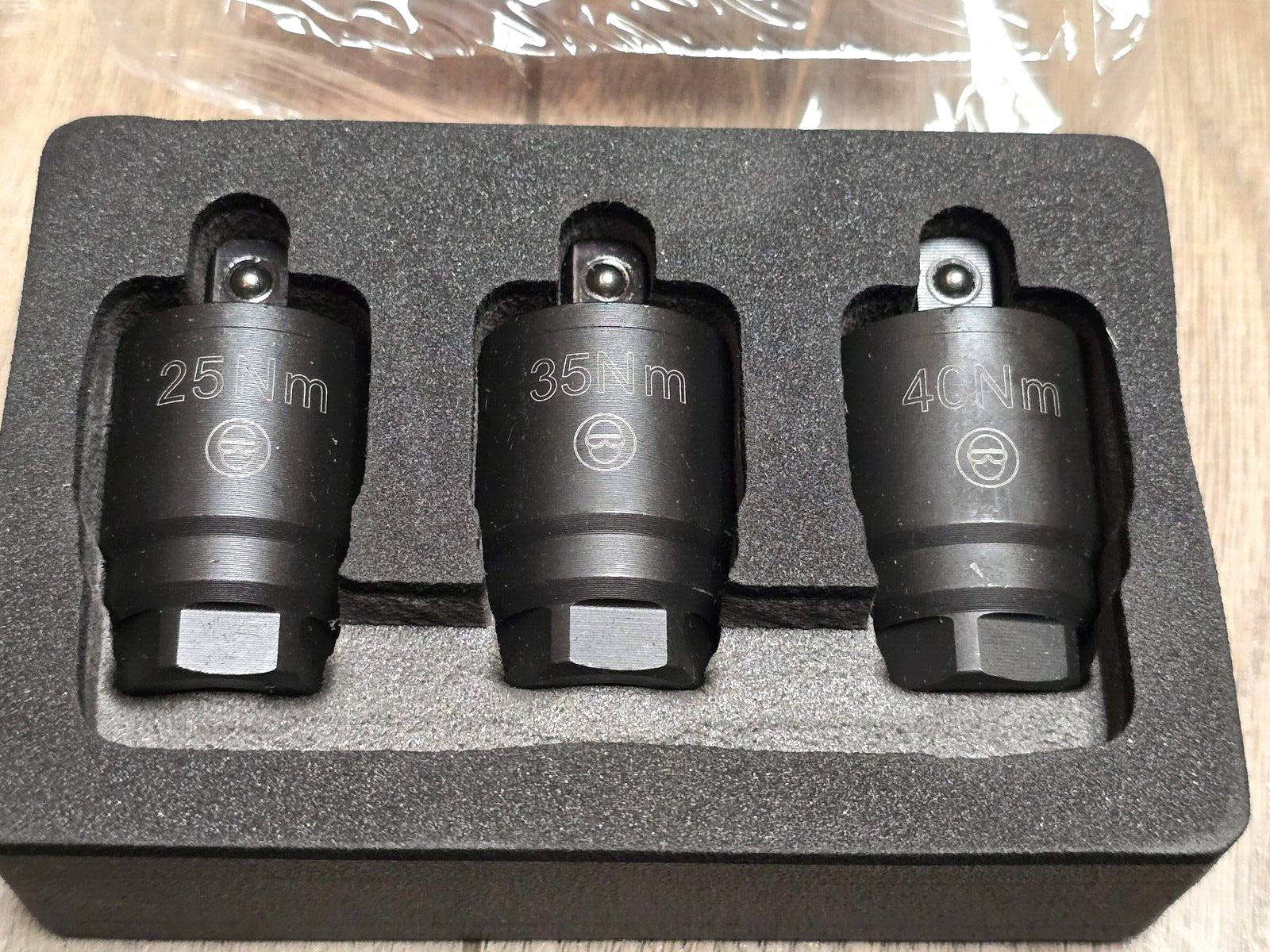 Lisle 3pc Pre-Set Torque Wrench Adapters 25, 35 & 40Nm, 3/8″ Dr #60740