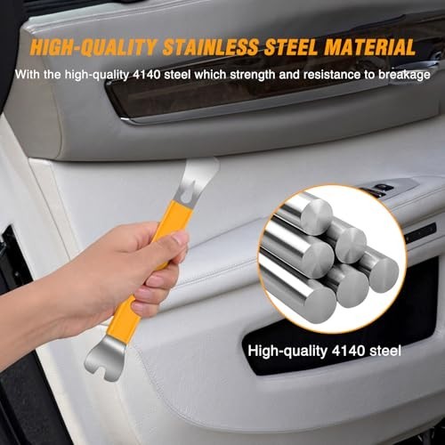 11PCS Trim Removal Tool Kit – Metal & Nylon Pry Tools for Car Door, Dashboard, A