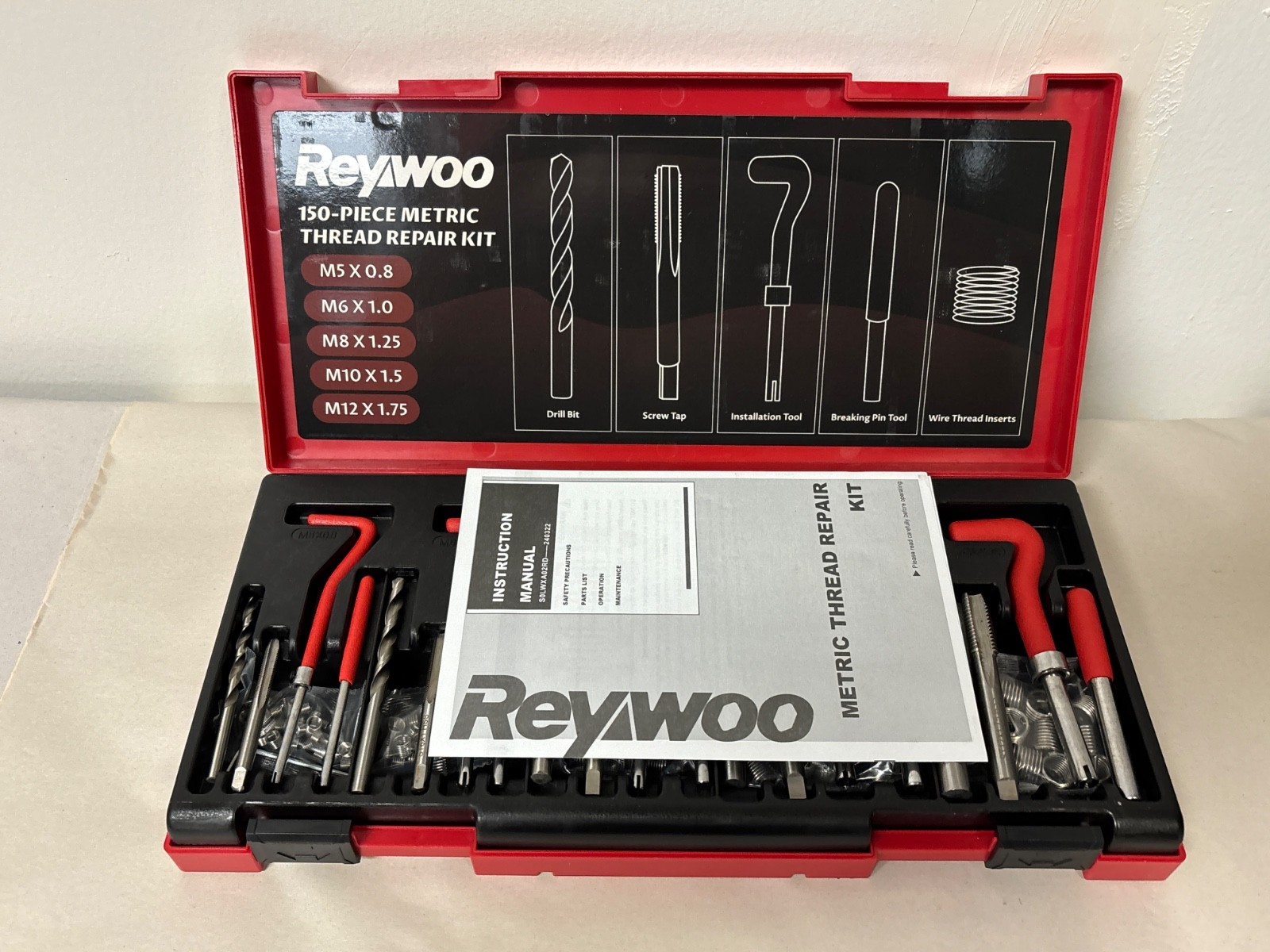 Reywoo – Metric Thread Repair Kit M5 M6 M8 M10 M12 150Pcs