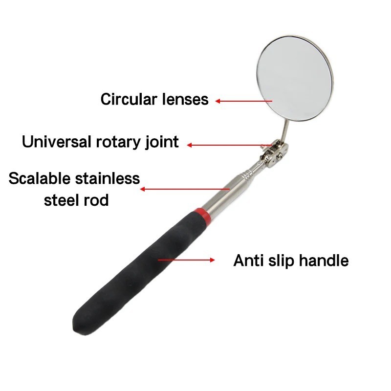 LED Telescoping Inspection Mirror – 360° Rotating Tool for Mechanics