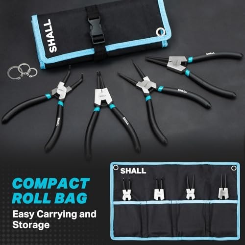 4PCS Snap Ring Pliers Set – 7″ Internal External Circlip & C-Clip Tools, Heavy D