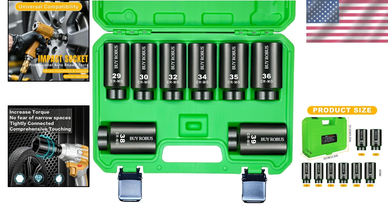 Complete 1/2″ Deep Impact Socket Set – 8-Piece Metric CR-MO Tool Set for Pro Use