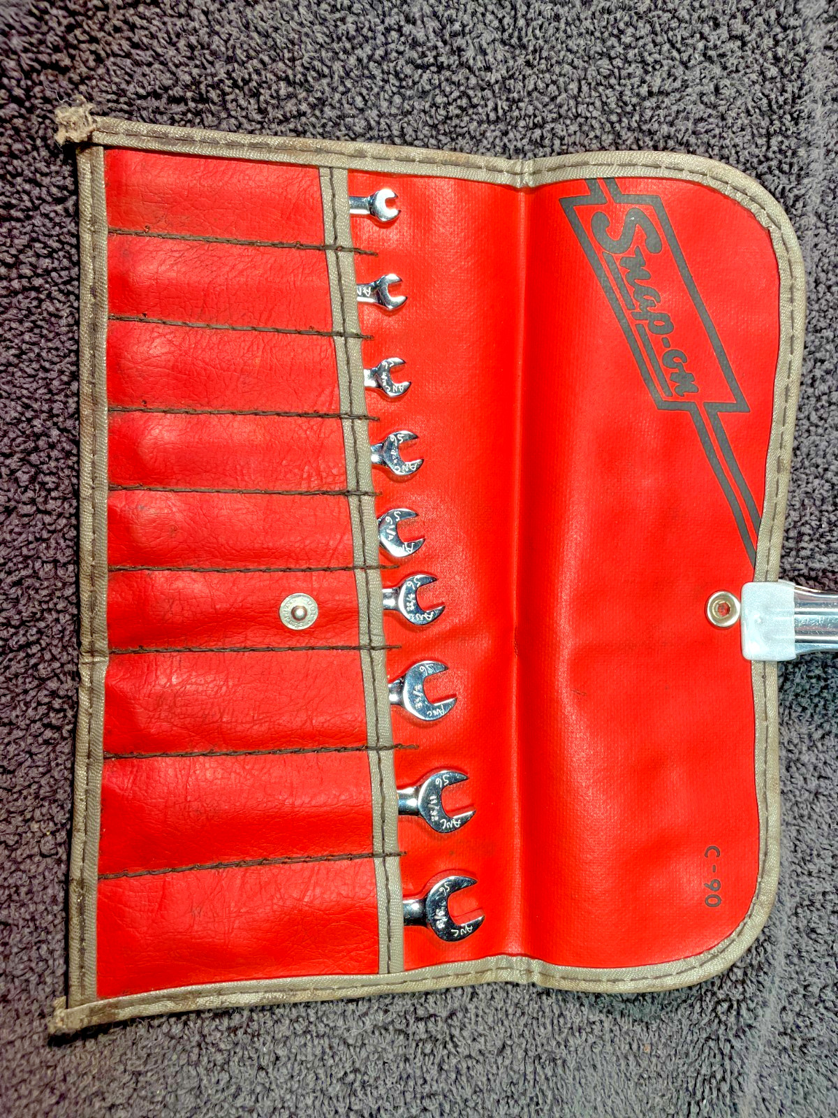 Vintage Snap-On C90 Ignition Wrench Set. 9 Pieces underlined logo