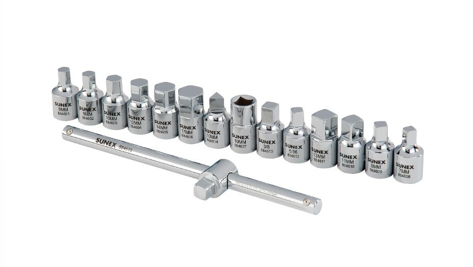 SUNEX 8846 15 Piece 3/8 Drive Drain Plug Key Set with Case New Automotive Tools
