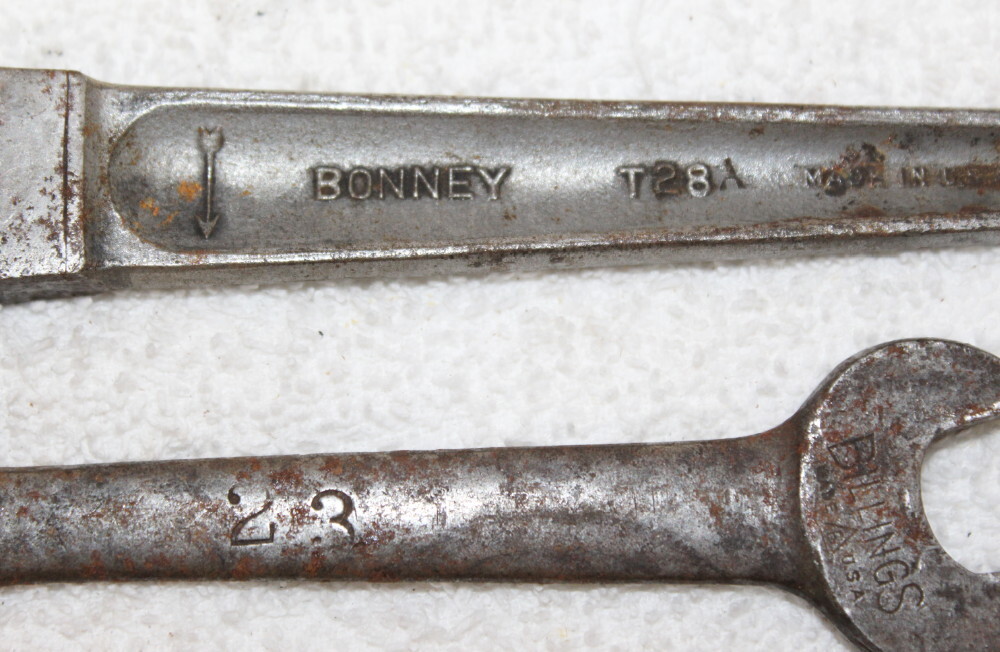 Lot of 3 Vtg Mechanics Wrenches ~ Bonney T28A, 23 Open End, 538 «S» Open-end