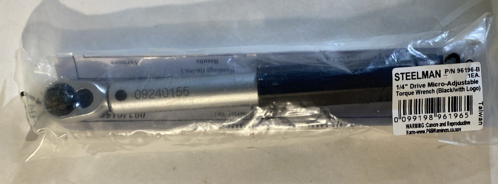 Steelman 1/4 in. Drive Adjustable Torque Wrench, 30 to 150 Inch Pounds 96196-B