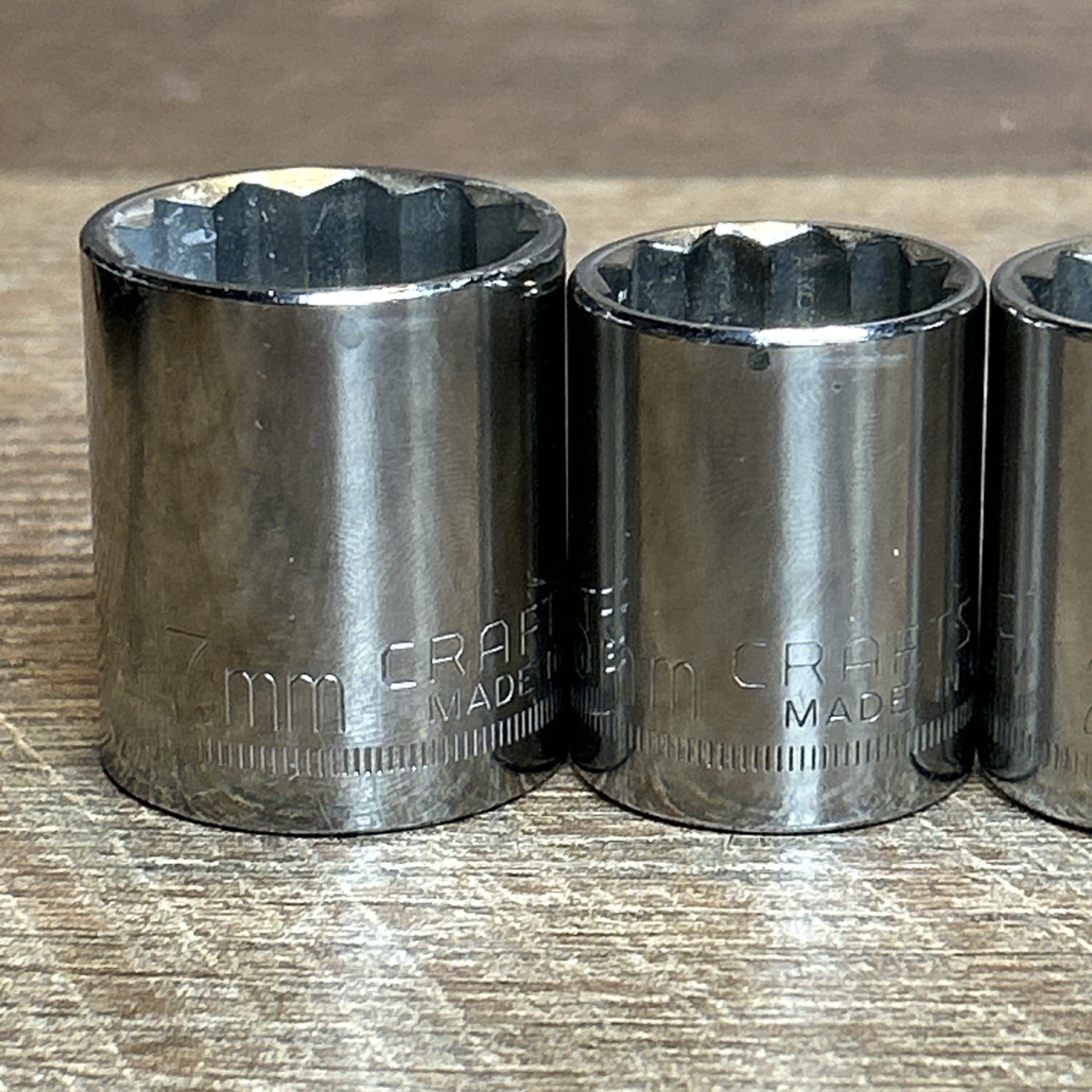 10 Piece Vintage Craftsman 1/2″ Drive 12 Point Metric Socket Set Made In USA