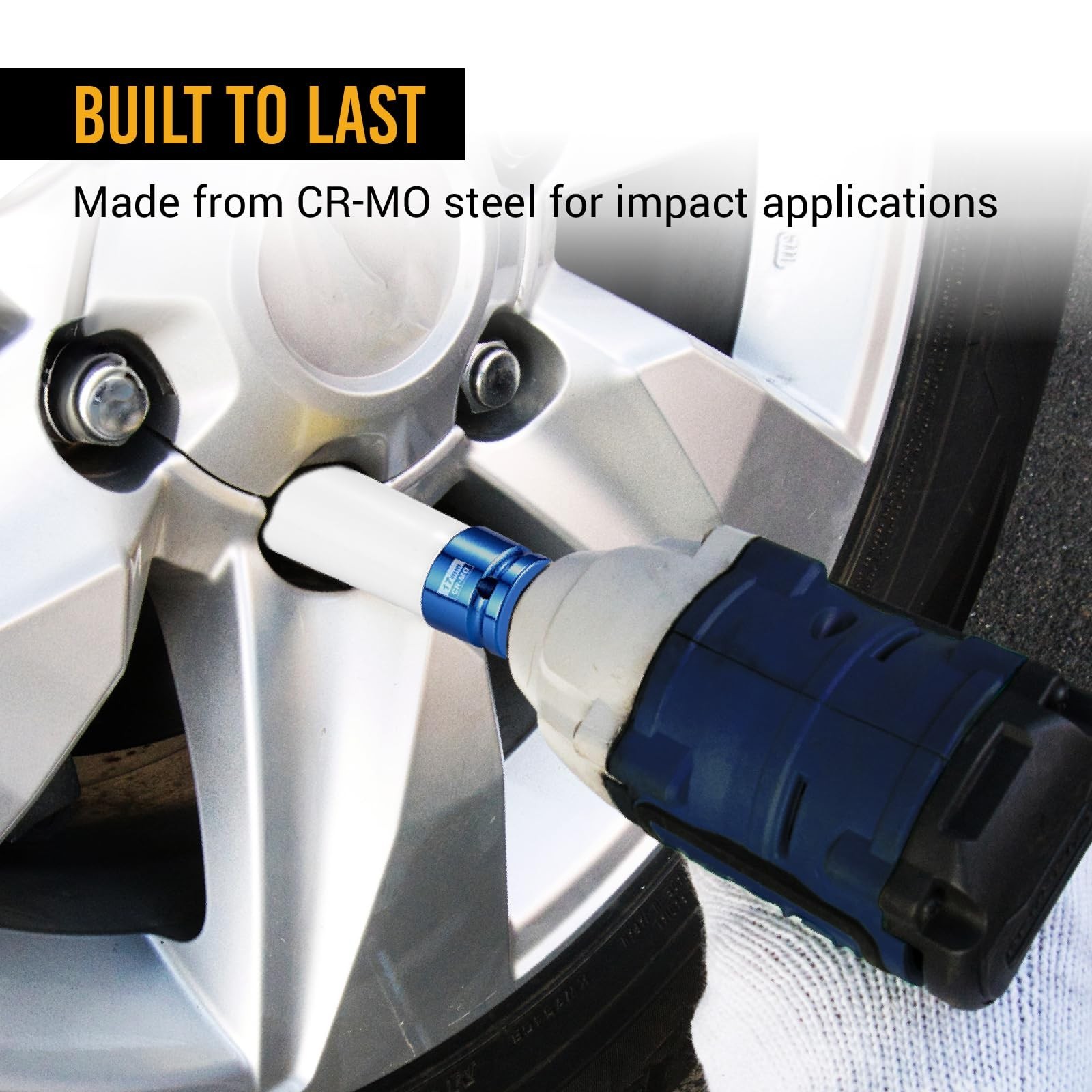 5-Piece Non-Marring Lug Nut Socket Set 15mm 17mm 19mm 21mm 22mm Thin Wall for Al