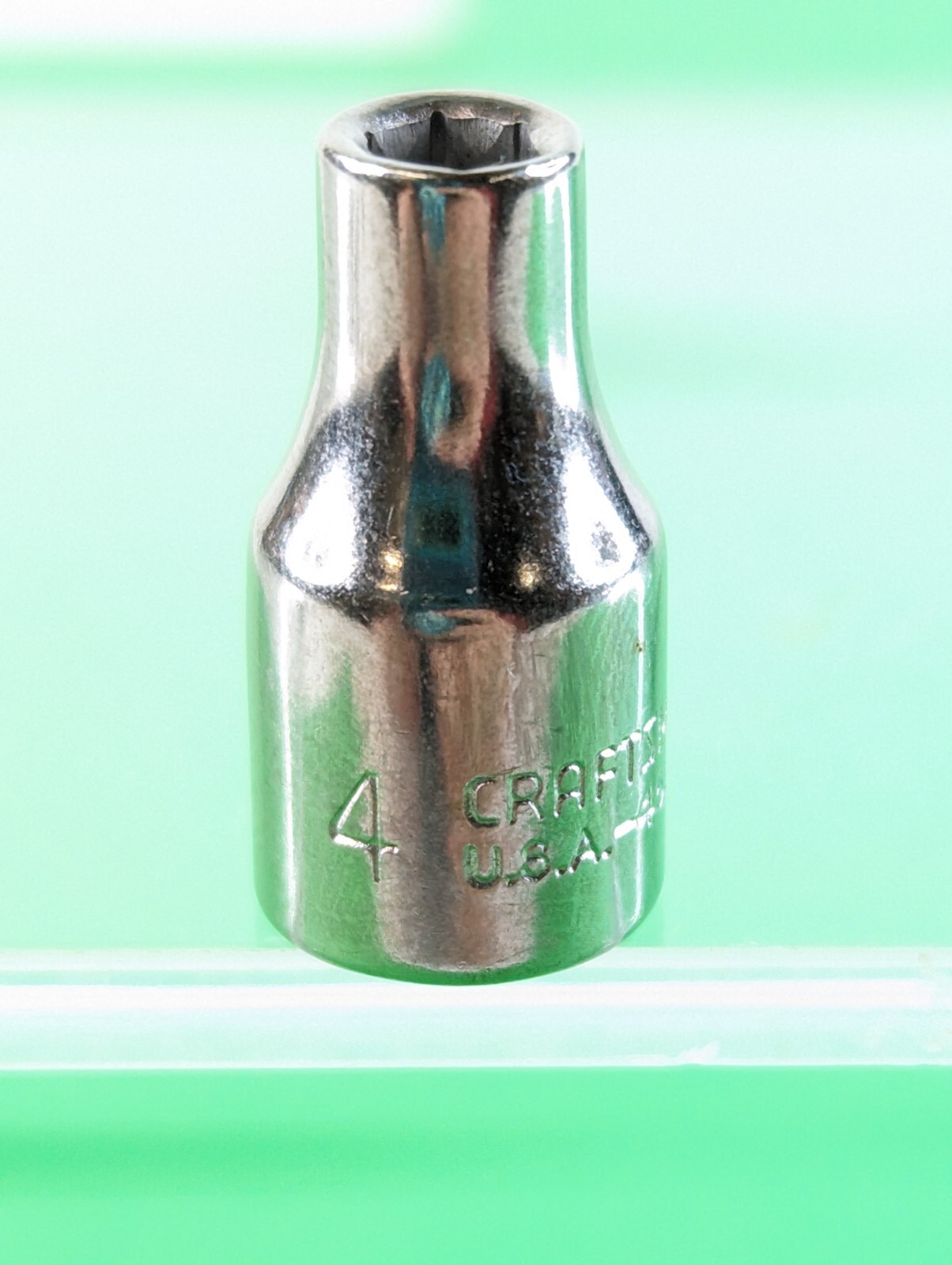 Craftsman USA 1/4in Drive 4mm Socket 6 Point Shallow Chrome Vintage 45907