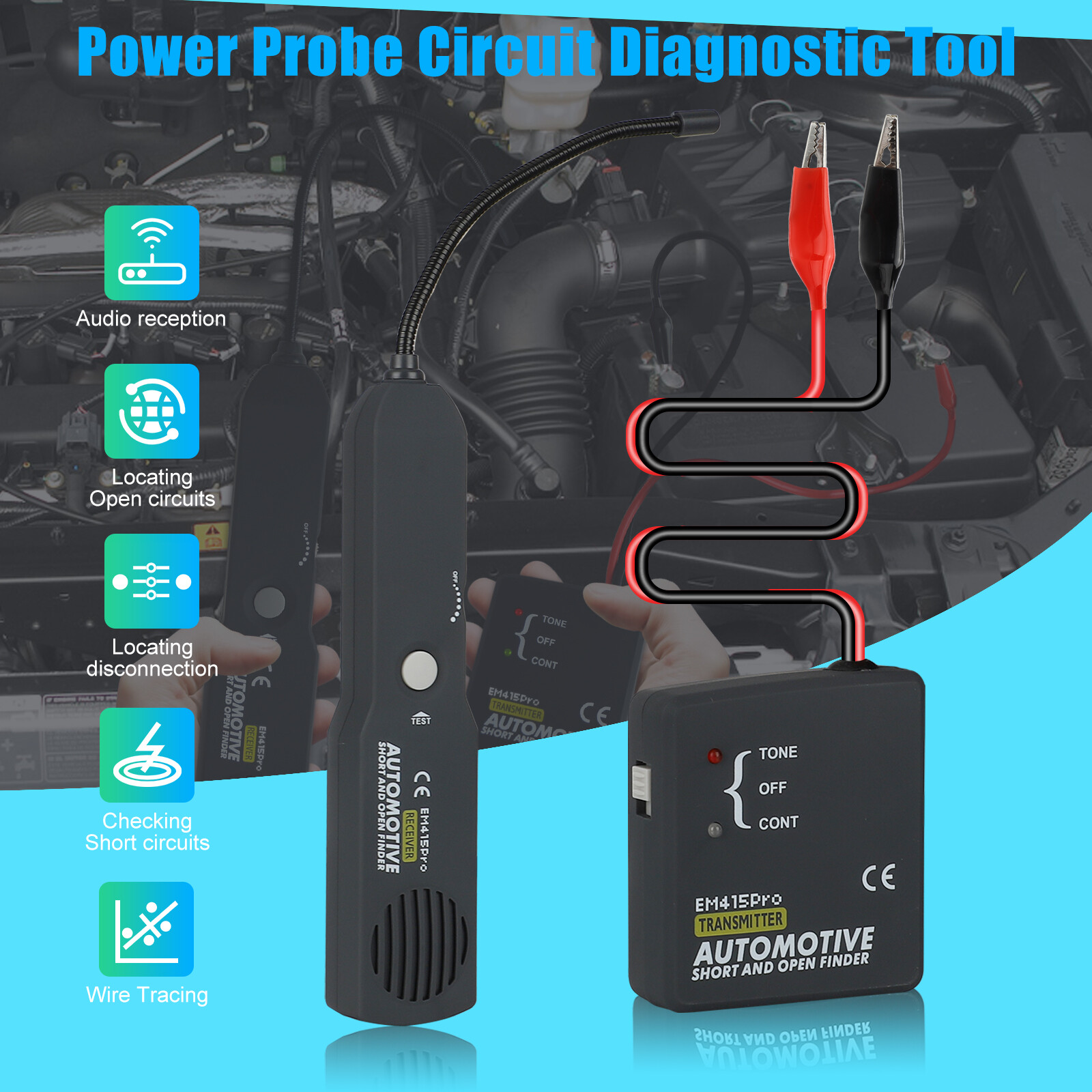 Automotive Open and Short Circuit Tester DC 6-42V Car Wire Cables Tracker Tool