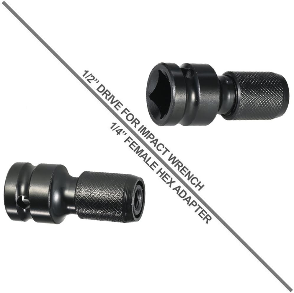 Quick Release 1/2-Inch to 1/4-Inch Hex Socket Adapter – Durable Metal Converter
