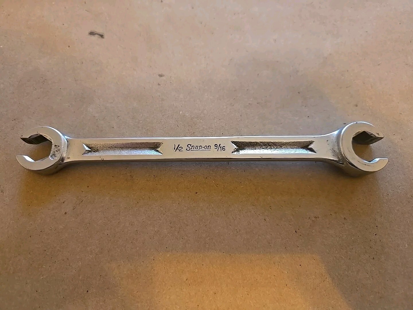 Snap On 1/2″-9/16″ Chrome Flare Nut End Wrench Read Ad RXV-1618-S