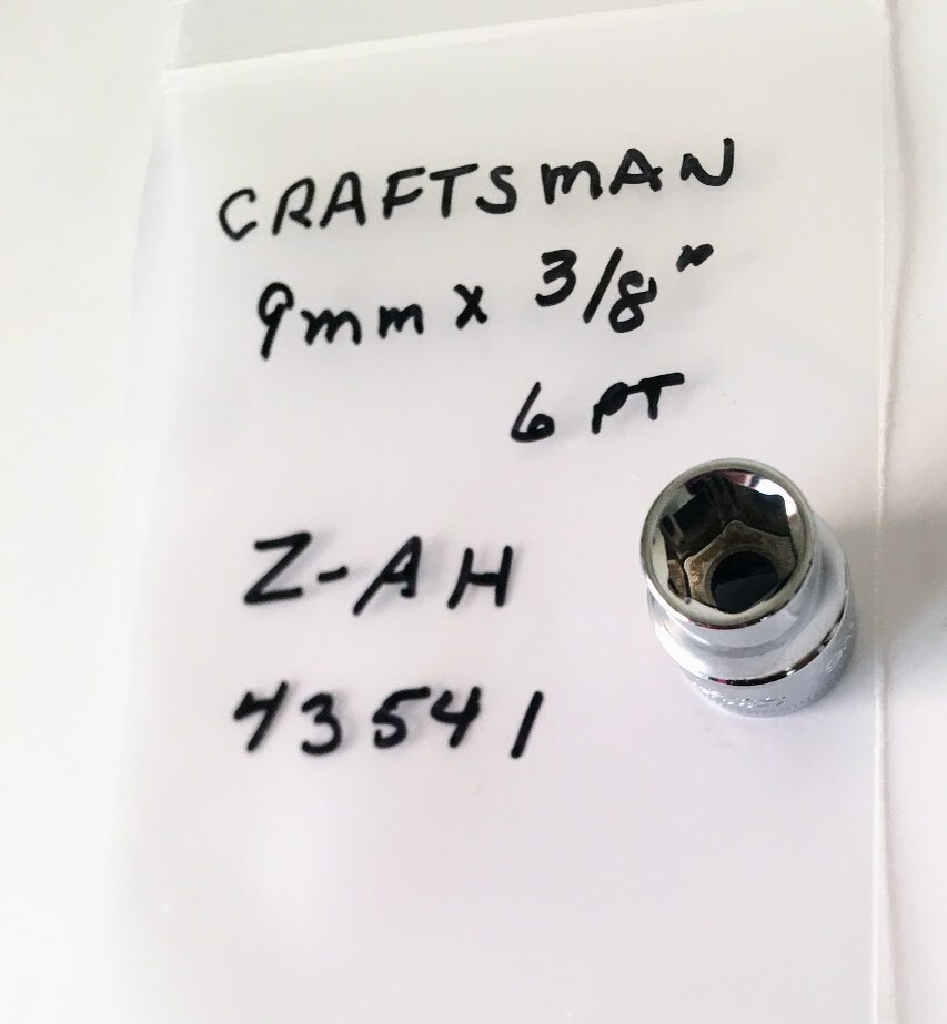 Craftsman Standard Socket – 9 mm x 3/8″ -6 Pt – Z-AH 43541 – Free USA Shipping