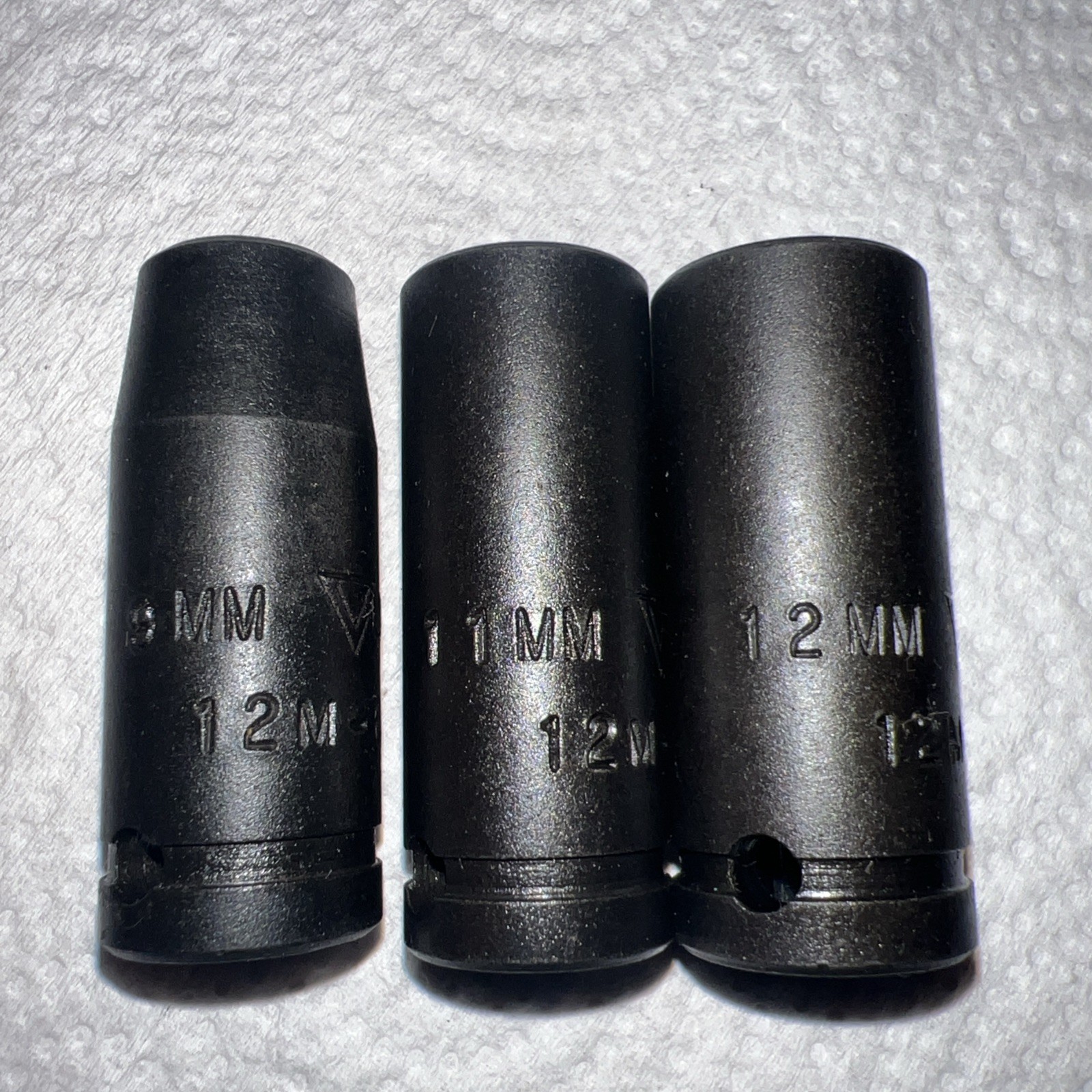 NOS VULCAN Tools 3pc Metric Deep Impact Socket Set, 3/8” Drive, 6 Point USA