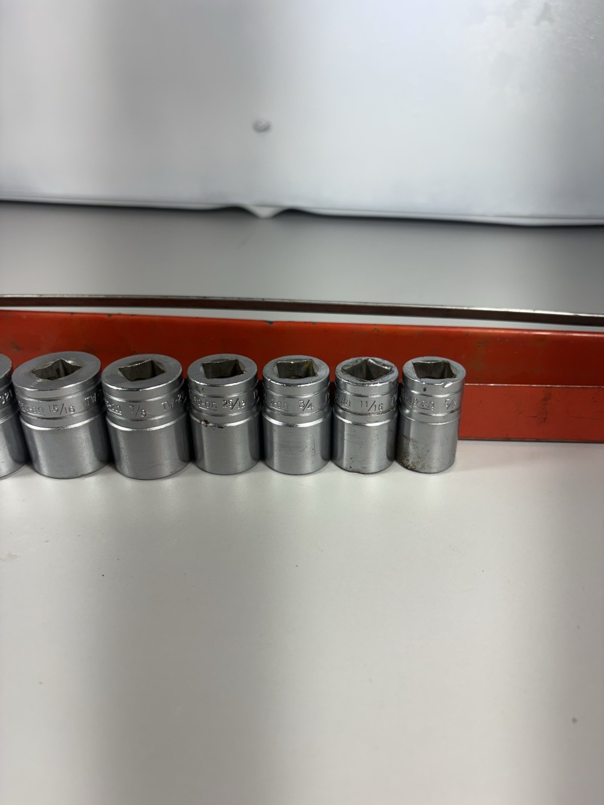 Vintage Snap-On 3/4” Drive SAE Socket Set w/ Flex Breaker Bar & Socket Rail