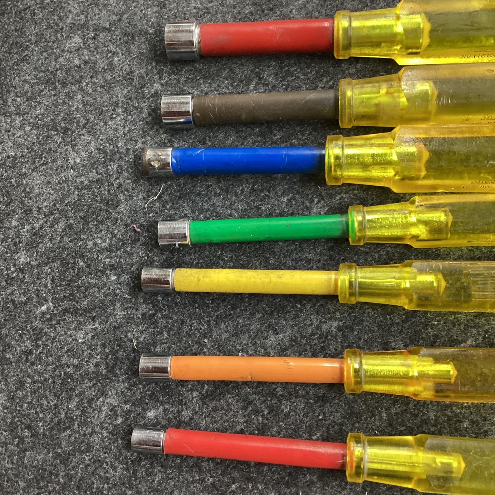 Snap-On ND-1070K Nutdriver Set Vintage Underlined Logo 1/4” – 1/2” 7 Pieces