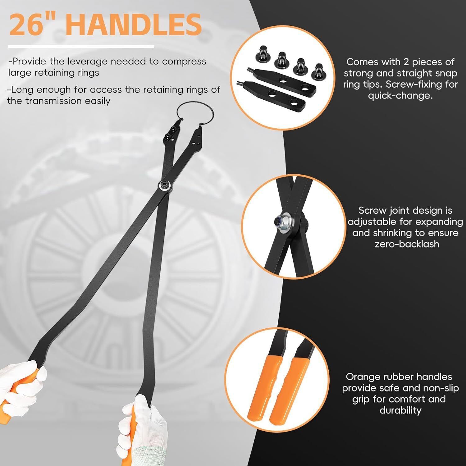 Tools 1489 26″ Heavy Duty Snap Ring Pliers Large Internal Retaining Ring Plier