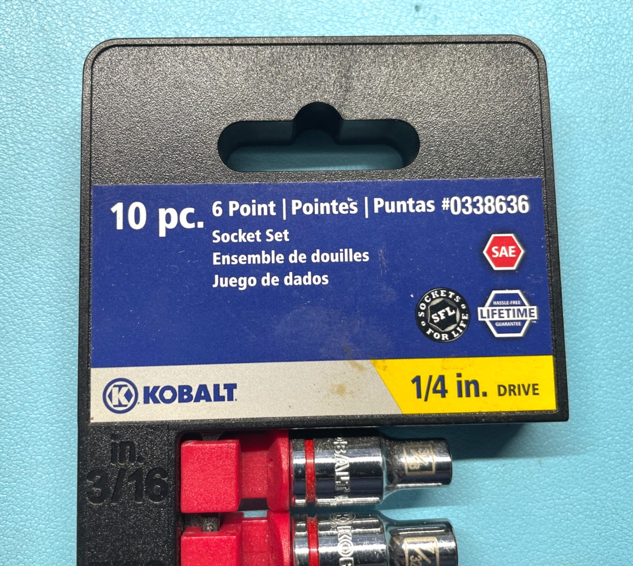 Kobalt 10 Pc 6-Point 1/4″ Drive SAE (Standard) Socket Set 0338636