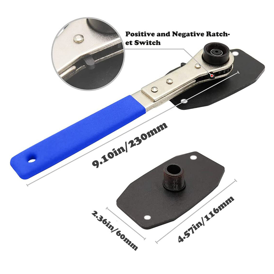 Brake Pad Ratchet Rewind Spreader Kit 360° Piston Retracting Caliper Press Tool
