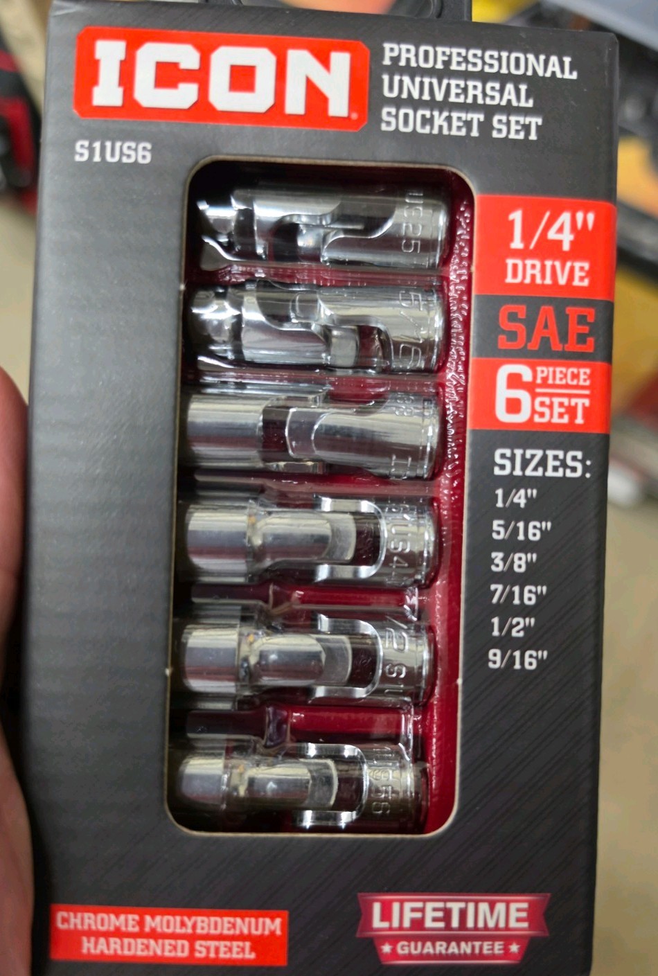 ICON S1US6 PROFESSIONAL UNIVERSAL SOCKET SET SAE 1/4″ DRIVE NEW SHIPPING