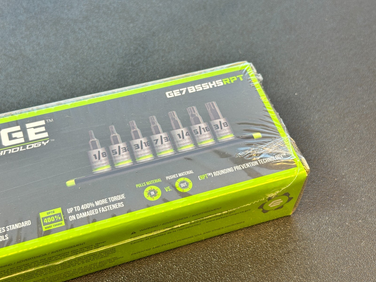 NEW GripEdge Tools 7pc 3/8 Drive Short SAE RPT Hex Driver Set GE7BSSHSRPT
