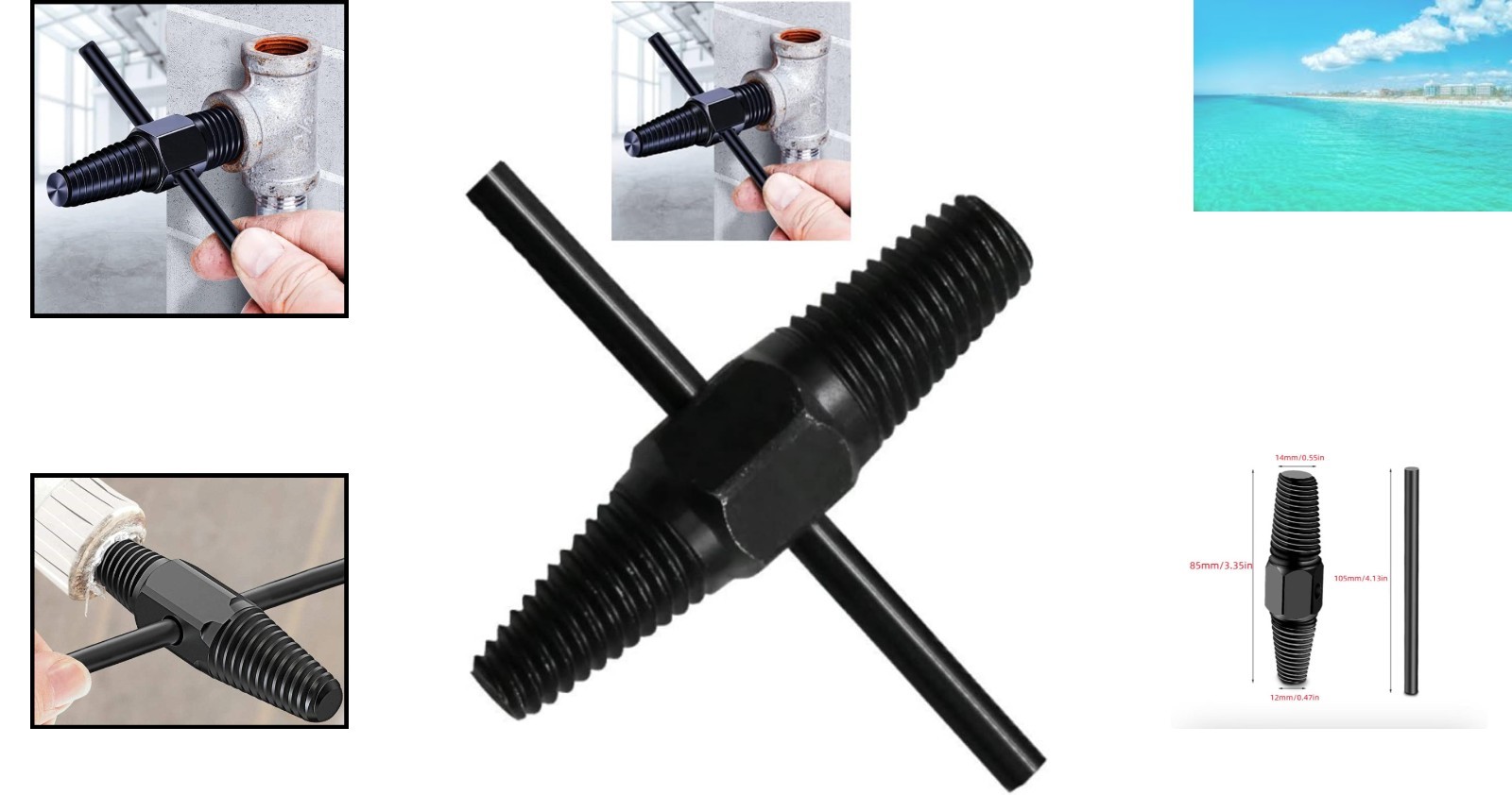 Compact Water Pipe Screw Remover – Perfect for Stripped and Rusty Fasteners