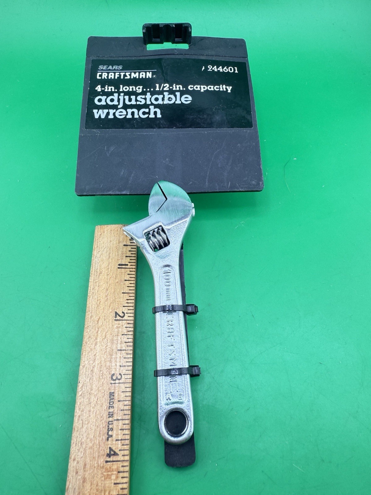 NOS 44601 Craftsman 4″ Adjustable Wrench made in USA Original Sears Carded