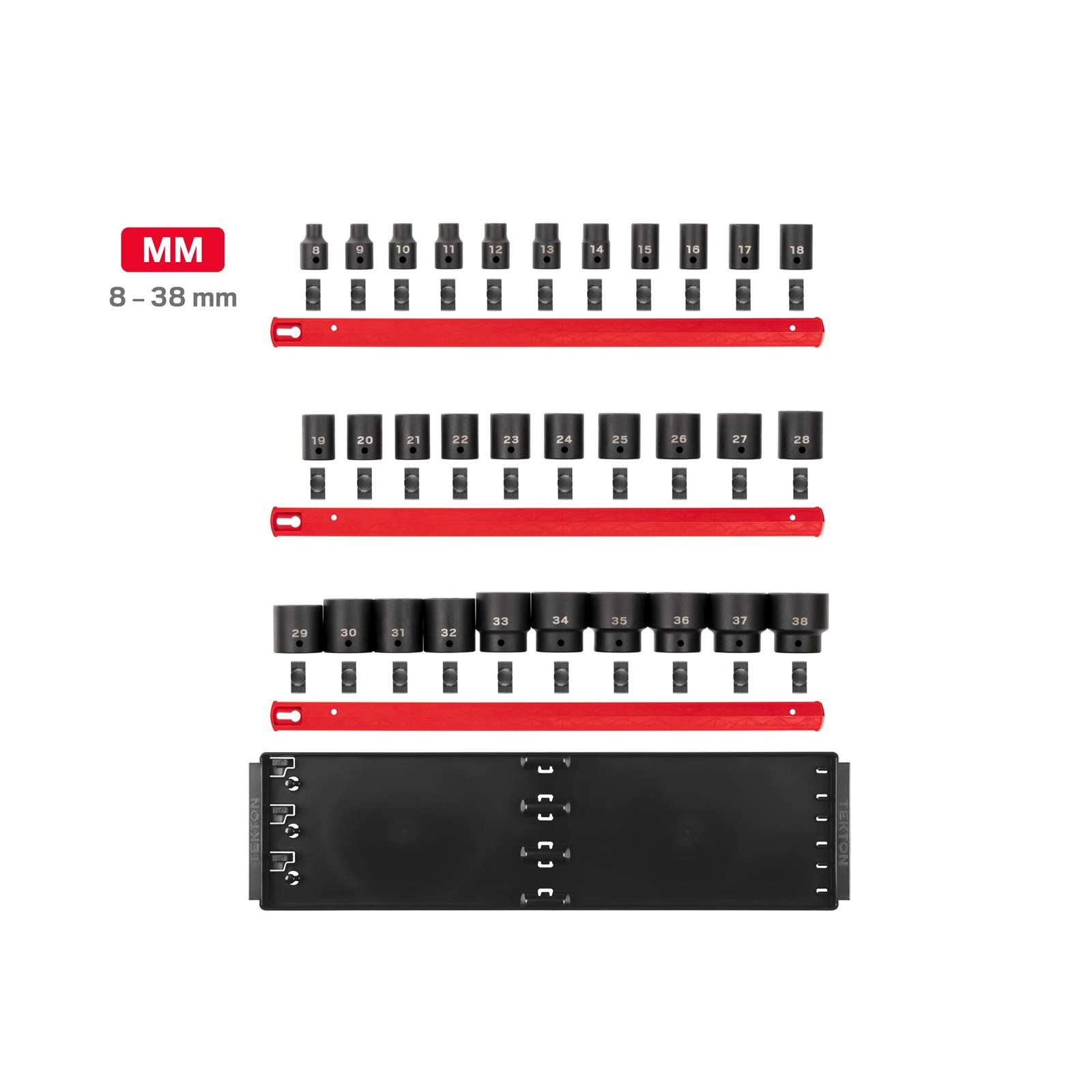 Tekton SID92104 1/2″ Drive 6-Point Impact Socket Set, 31-Piece