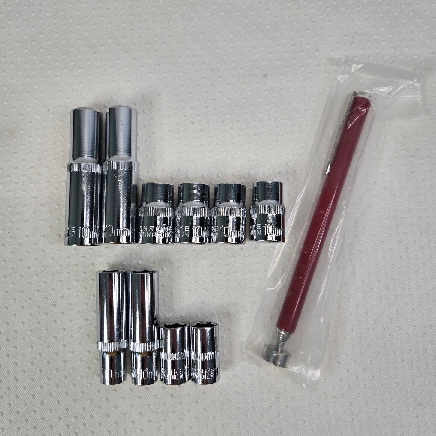 10mm Socket 10 Pcs Set 1/4″ & 3/8″ Multi Pack Magnetic Pick-up Tool