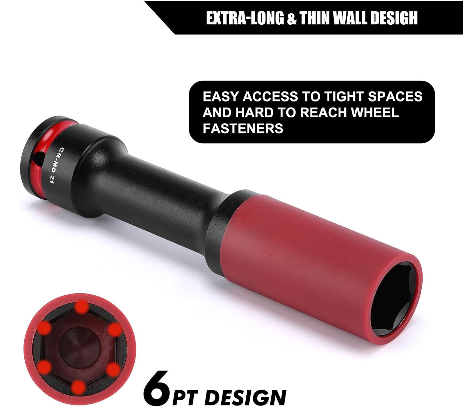3PCS 1/2″ Drive Non-marring & Thin Wall Lug Nut Impact Socket Set, for Wheel Lug