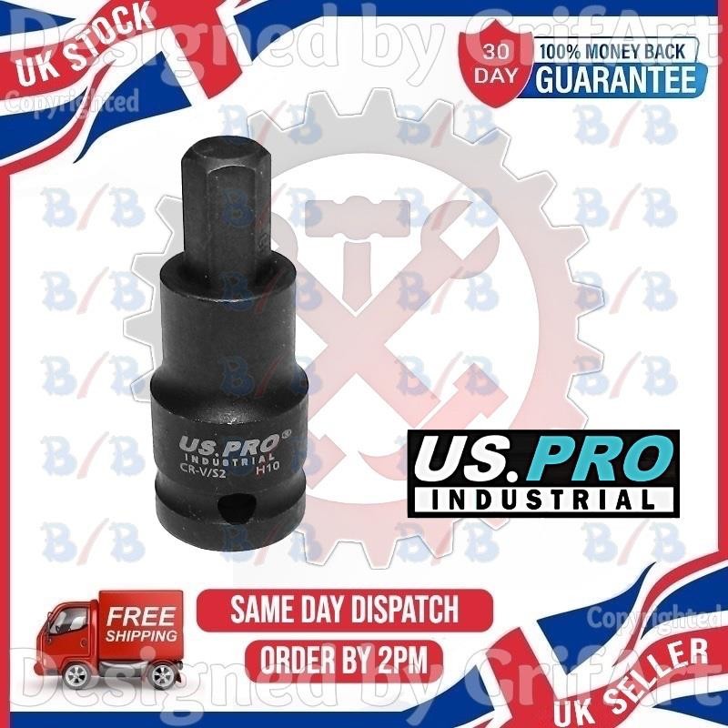 US PRO INDUSTRIAL 1/2″ INCH DRIVE H10 10MM IMPACT HEX BIT SOCKET ALLEN KEY TOOL