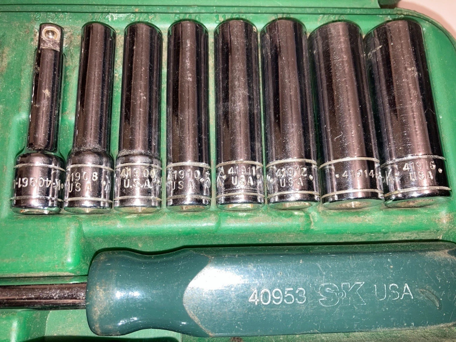 S-K SK 4921 SAE Standard Socket 1/4” Drive 21 Piece Set Short Deep 6 Pt Wright